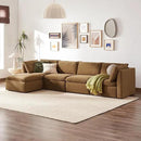 mopio Oversized Modular Sectional Sofa with Fully Removable Covers and Storage, Convertible U, L-Shaped and Sleeper Sectional, Modern Couches with Ottoman Chaise (Hazelnut Velvet, 5 Seats, L) by CozyNest Decor