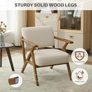 Mid-Century Modern Chair Upholstered Lounge Arm Chair with Solid Wood Frame Thicker Cushion for Living Room, Reading, Balcony, Beige Linen by CozyNest Decor