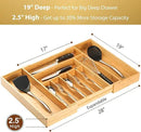 Umilife Extra Large Expandable Kitchen Siverware Utensils Drawer Organizer, 19" Deep for Big Drawer, Adjustable Bamboo Wood Drawer Divider with Curved Grooves, Cutlery Tray Flatware Holder by CozyNest Decor