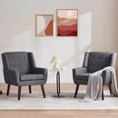 HUIMO Button-Tufted Accent Chairs Set of 2,Upholstered Reading Living Room Chair,Mid Century Modern Chair with Linen Fabric, Club Chair,Comfy Arm Chairs for Living Room,Bedroom,Grey by CozyNest Decor