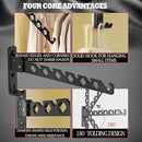 Dr.DJ Wall Mount Coat Hanger Holder Black Clothes Drying Organizer Rack Garment Hooks Aluminium Retractable Folding Indoor Wall Mounted Hanger Space Saver for Laundry Room Bedroom Black 2Pack by CozyNest Decor