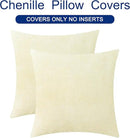 CaliTime Throw Pillow Covers Decorative 22 X 22 Inches Pack of 2 Cozy Chenille Cushion Cases for Couch Sofa Bed Living Room Home Beige by CozyNest Decor