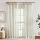 FMFUNCTEX Linen Sheer Pinch Pleated Curtains for Living Room, Linen Flax Beige 84 Inches Long Sheer Curtain See Through Panels for Bedroom, Natural Window Drapes for Farmhouse, Rod Pocket 2 Panels by CozyNest Decor