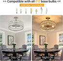 16” 4-Light Modern Crystal Chandeliers Nickel Dinning Room Light Fixture, Round Pendant Light Kitchen Island Chandelier, Flush Mount Ceiling Light for Living Room Entryway Bedroom Foyer by CozyNest Decor
