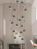 Farmhouse Crystal Chandelier, Luxury Hanging Lights High Ceiling Pendant Lighting for Foyer Staircase 32 Lights Black and Gold Dimmable 2700k-6000k by CozyNest Decor