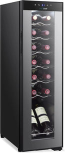 NutriChef Single-Zone Wine Cooler & Chiller – Digital Touch Control, Airtight Seal, 14-Bottle Capacity, Black by CozyNest Decor