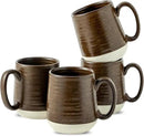 Hasense Ceramic Coffee Mug Set of 4, 15 oz Coffee Cups with Big Handles, Large Latte Mugs for Men and Women, Christmas Cups for Tea, Hot Cocoa, Latte, Cappuccino, Dishwasher Microwave Safe, Brown by CozyNest Decor