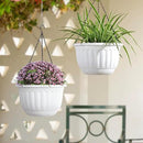 YIKUSH Planters for Outdoor Plants 2 Pack White Plant Pots with Drainage Hole and Absorbing Tray Hanging Planters for Indoor Plants (12 inch, 3 Hooks) by GreenHaven Gardens