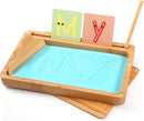 Montessori Sand Tray with Lid - Wooden Sand Trays for Kids Writing Letters and Numbers, Preschool Classroom Must Haves, Kindergarten Learning Tools (Blue) by TinyTreasures Baby Boutique