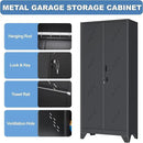 Metal Garage Storage Cabinet with Locking Doors, 71" Tall Broom Closet Storage Cabinet, Heavy Duty Garage Organization Cabinets, Steel Cabinet with Hanging Rod, Assembly Required by CozyNest Decor