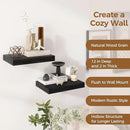 12 Inch Deep Black Floating Shelves, 16 x 12 Floating Shelf for Books, Rustic Wood Deep Wall Shelves for Home Storage & Display, 2" Thicked Shelves for Kitchen, Living Room, Bedroom, 2 Pack by CozyNest Decor