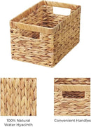 StorageWorks Wicker Basket, Baskets for Organizing, Storage Basket with Built-in Handles, Water Hyacinth Shelves (Medium 2-Pack, Natural Hyacinth) by CozyNest Decor
