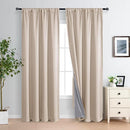 XWZO 100% Blackout Curtain Panels Rod Pocket Thermal Insulated Black Liner, Noise Reducing and Heat Blocking Drapes for Bedroom Windows with Tiebacks, Biscotti Beige, W60 x L84, Set of 2 Panels by TinyTreasures Baby Boutique