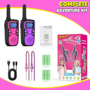 Wishouse Walkie Talkies for Kids Rechargeable Long Range,Xmas Birthday Gift for 4 5 6 7 8 9 Year Old Girls,Hiking Gear Camping Games Cool Toys with NOAA,SOS Siren,Lamp,Lanyards,Easy to Use,2 Pack by TinyTreasures Baby Boutique