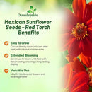Outsidepride Red Torch Mexican Sunflower Seeds - 1000 Seeds Annual Tithonia, Fast-Growing, Heat & Drought-Tolerant Flower Seeds for Pollinator Gardens, Landscapes, & Flower Arrangements (AAS Winner) by GreenHaven Gardens