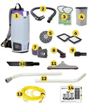 ProTeam GoFit 10 Commercial Backpack Vacuum with 107676 Blower Doors, 1.5 Inch Blower Tool and Hard Surface Tool w/Nylon & Horse Hair Blend Brush Tool Kit, Corded, 107800 + 107676, MegaVac Replacement by CozyNest Decor