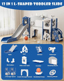 XJD 13 in 1 Toddler Slide Set, Kids Slide for Toddlers Age 1+, New Upgrade with Golf Set, Basketball Hoop, Drawing Board for Indoor Outdoor Playset,Toddler Playground (Blue Gley) by TinyTreasures Baby Boutique