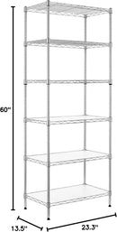 Finnhomy 6-Tier Wire Shelving Unit Adjustable Steel Wire Rack Shelving 6 Shelves Steel Storage Rack or Two 3 Tier Shelving Units with PE mat and Stable Leveling Feet, NSF Certified, Chrome by GreenHaven Gardens