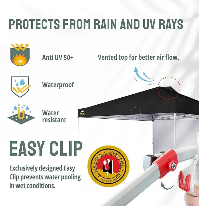 CROWN SHADES 12x12 Pop Up Canopy Tent Instant Commercial with 150D Silver Coated Fabric Including 1 Removable Sidewall, 4 Ropes, 8 Stakes, Weight Bags, STO 'N Go Bag, Black, photo 4 of 8