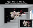 Dark Floral Wallpaper Mural Vintage Peony Flowers Black Background Wall Mural Bedroom (Not Peel and Stick) by CozyNest Decor