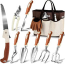 MelonArt Garden Tool Set,10 Pcs Heavy Duty Gardening Hand Tool Kit for Women Aluminum with Non Slip Ergonomic Handle, Storage Tote Bag and Gardening Gloves, Ideal Gifts for Women and Men by GreenHaven Gardens