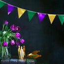 Mardi Gras Party Decorations Purple Green and Gold Metallic Fabric Triangle Pennant Banner Flag Hanging Bunting Garland for Birthday Wedding Baby Shower Bridal Shower Holiday Masquerade Party Supplies by GreenHaven Gardens