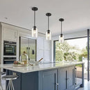 Black Pendant Lights Kitchen Island - Seeded Glass Pendant Light Fixture Multiple Stems Rods 3 Units 12 Inch 3 Units 4 Inch (1 Pack Black Seeded Downrod) by CozyNest Decor