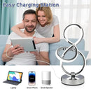 Modern Table Lamp, LED Bedside lamp with USB C+A Ports, Touch Stepless Dimmable Nightstand lamp, Unique Spiral Table lamp for Bedroom Living Room Home Office, LED Spiral lamp, Silver by CozyNest Decor