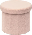 B FSOBEIIALEO Storage Ottoman Cube, Round Ottomans with Storage Foot Stool Footrest for Lving Room, Boucle Ottoman Seat for Dorm Room,Faux Teddy Fur, Pink 15"x15"x15" by CozyNest Decor