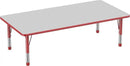 Factory Direct Partners FDP Rectangle Activity School and Classroom Kids Table (36 x 72 inch), Toddler Legs, Adjustable Height 15-24 inches - Gray Top and Red Edge by CozyNest Decor