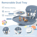 Xilingol 8 in 1 Convertible Baby High Chair W/Wheels, Baby Feeding Chair W/Adjustable Backrest & Removable Dual Tray, Building Block Table & Chair Set, HighChair for Babies & Toddlers (Blue) by TinyTreasures Baby Boutique