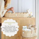 Bebe Bask Premium Baby Changing Basket - Artisan-Crafted Scalloped Rattan - Changing Basket for Baby Dresser - All Accessories Included - Complete Set for Nursery (Natural) by GreenHaven Gardens