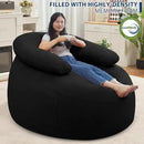 HABUTWAY Bean Bag Chair with U-Shaped Pillow for Adult and Kids Big BeanBag Chair with Filling Ultra Soft Teddy Fleece Couch Chair with Washable Cover for Living Room Bedroom Office, Black & Black by CozyNest Decor