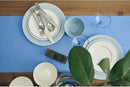 Solino Home Linen Table Runner 108 Inches Long - 100% Pure Linen Provence Blue Dining Table Runner 14 x 108 Inch - Fete by CozyNest Decor