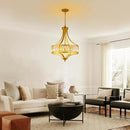 Modern Gold Crystal Chandelier, 20 Inch Large Ceiling Pendant Light Fixture with 50'' Adjustable Hanging Chain, 5-Light Farmhouse Chandelier for Dining Room, Living Room, Bedroom, Entryway by CozyNest Decor