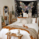 Damanse Butterfly Tapestry Wall Hanging Cute,Boho Wall Tapestry for Bedroom Aesthetic,Flower Living Room Decor for Teen Girls (Black, 49.20" x 59.10") by CozyNest Decor