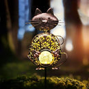 KAIXOXIN Garden Solar Lights Metal Cat Crackle Glass Globe Stake Light Waterproof Warm White LED Solar Path Lights (Cat-Bronze) by GreenHaven Gardens