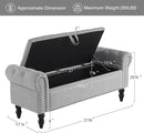 Furniliving 51.75" Storage Ottoman Bench for Living Room, Modern Bedroom Bench with Rolled Arm Upholstered End of Bed Bench Shoe Storage Bench Indoor Bench with Wood Legs Entryway Bench,Grey, Linen by CozyNest Decor