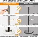 【Upgraded】 Dimmable Floor Lamp for Living Room, 11W LED Bulb Included, Modern Standing Lamp with Marble Base, Tall Pole Light with Linen Shade for Bedroom Reading Office Corner Nursery-Brushed Nickel by CozyNest Decor