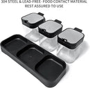XIUDI Glass Spice Jars(3 piecesset)，Seasoning Containers with 304 Stainless Steel Lids and Spoons，Clear Glass Condiment Canisters Pots Seasoning Box Salt Container Sugar Bowl，for Kitchen,