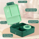 Bento Lunch Box for Kids with 8oz Soup Thermo&Lunch Bag, Leak-Proof Lunch Food Containers with 4 Compartment, Hot Food Insulated Food Jar for Kids School (Green) by TinyTreasures Baby Boutique