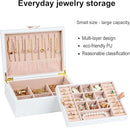 Small Jewelry Organizer for Women, 2-Layer Travel Jewelry Box with Portable Case, Necklace Ring Storage for Dresser, Girls Teens Gifts (White) by TinyTreasures Baby Boutique