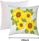 Embroidered Decorative Throw Pillow Cover, 18"x18" Set of 2, Farmhouse Pillowcase Yellow Sunflower Knit Pattern Cotton Canvas Cushion Case Square Floral Pillow Case for Sofa Couch Bed Living Room by CozyNest Decor
