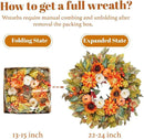Fall Wreath for Front Door, 24 Inch Autumn Wreath with Pumpkins, Peony, Sunflowers & Dahlias, Fall Decorations for Home, Artificial Flowers Harvest and Thanksgiving Indoor & Outdoor by CozyNest Decor