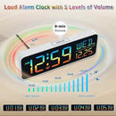 Peakeep Large Display Digital Alarm Clock for Bedrooms, Date Day of Week Temp Desk Table Clocks for Living Room Office, Dimmable Plug in Electric Clock, 5 Volumes, Loud, Auto DST by CozyNest Decor