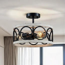XINGQI White Chandelier 3-Light Modern Ceiling Light Rustic Wood Grain Adjustable Height Pendant Lighting Fixture 13" Round Metal Lamp for Dining Room Kitchen Bedroom Foyer Hallway