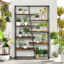 71-Inch 7-Tier Industrial Etagere Bookcase with Heavy-duty Metal Frame-Rustic Brown by LJGDeals