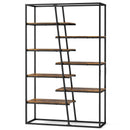 71-Inch 7-Tier Industrial Etagere Bookcase with Heavy-duty Metal Frame-Rustic Brown by LJGDeals