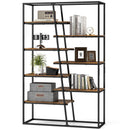 71-Inch 7-Tier Industrial Etagere Bookcase with Heavy-duty Metal Frame-Rustic Brown by LJGDeals