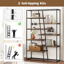 71-Inch 7-Tier Industrial Etagere Bookcase with Heavy-duty Metal Frame-Rustic Brown by LJGDeals